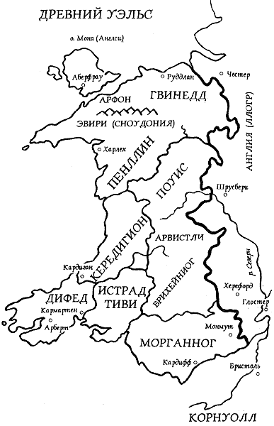 Карта древнего Уэльса